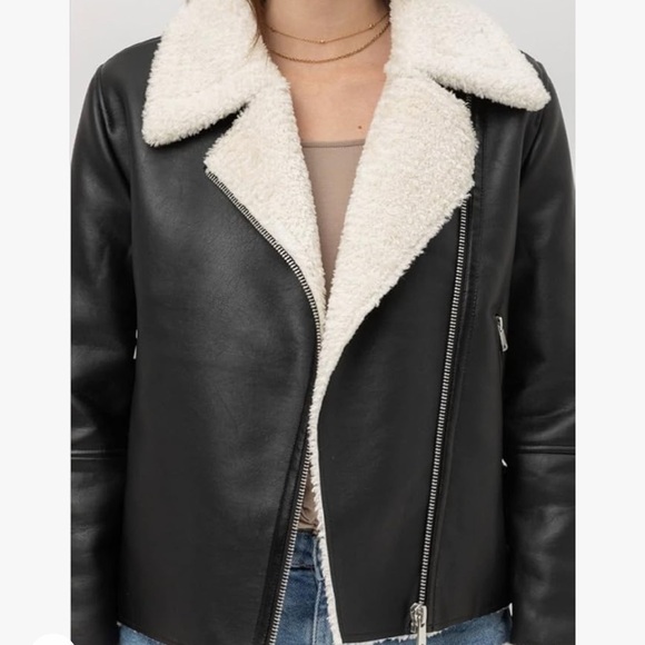 BLANKNYC Black and white leather jacket size medium - Picture 4 of 4